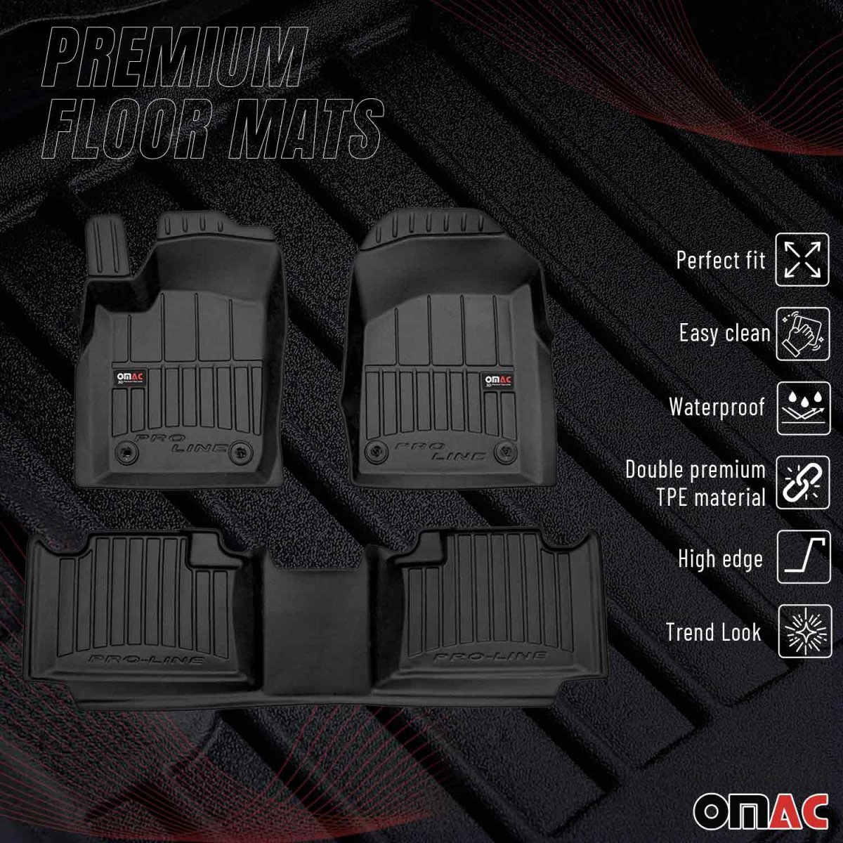 Dodge Durango Floor Mat - Omac - Premium TPE - Black - 2013